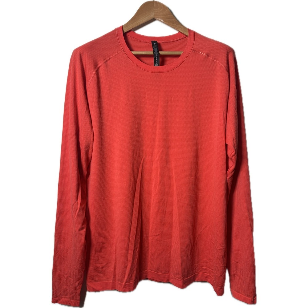 Lululemon Men's Orange Long Sleeve Athletic Workout Fitness Top Shirt Sz XL
